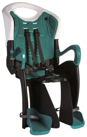 Сидіння задн. Bellelli Tiger Standart B-fix до 22кг, чорно-біле з бірюзовою підкладкою